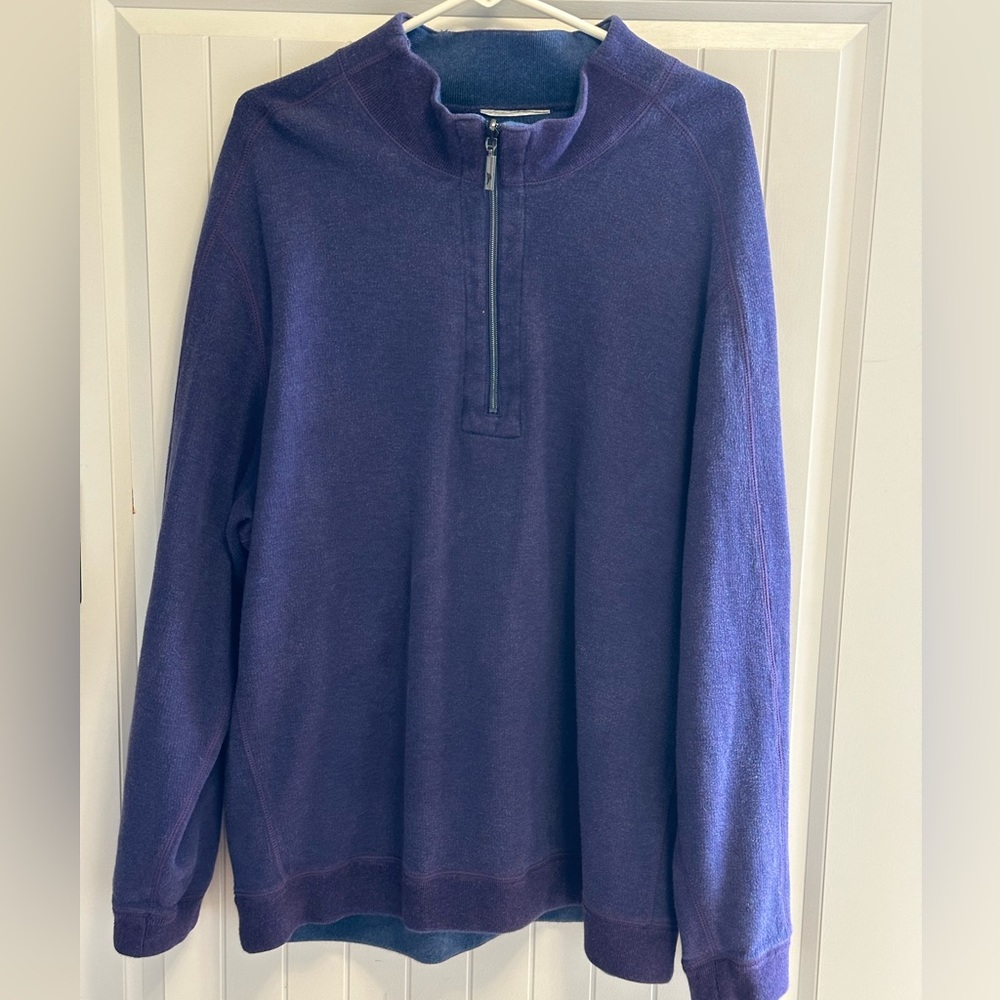 Men’s XXL Tommy Bahama reversible quarter zip (purple and blue)